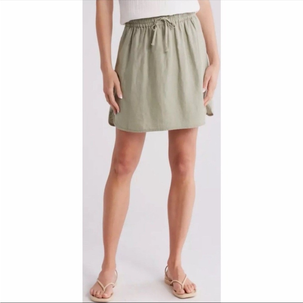 Madewell Curved Hem Linen-Blend Mini Skirt